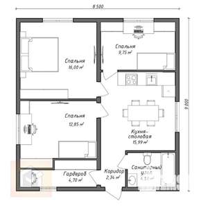 Дом 110м², 1-этажный, участок 4 сот.  
