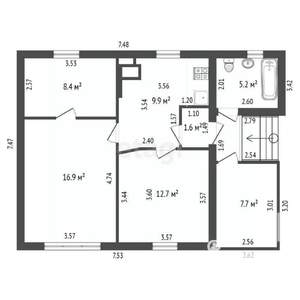 Дом 63м², 1-этажный, участок 6 сот.  