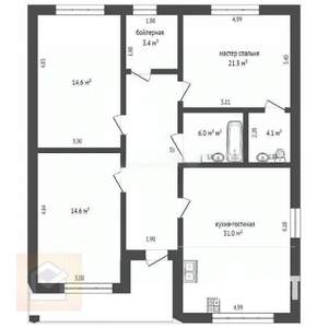 Дом 120м&sup2;, 1-этажный, участок 5 сот.  