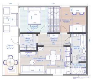 Дом 87м², 1-этажный, участок 6 сот.  