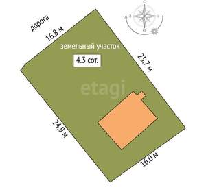 Дача 46м², 1-этажный, участок 4 сот.  