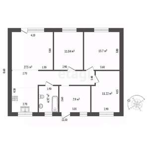 Дом 89м², 1-этажный, участок 4 сот.  