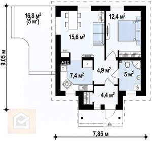 Дом 59м², 2-этажный, участок 0 сот.  