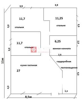 Дом 85м², 1-этажный, участок 4 сот.  