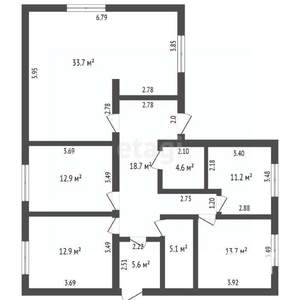 Дом 118м², 1-этажный, участок 8 сот.  