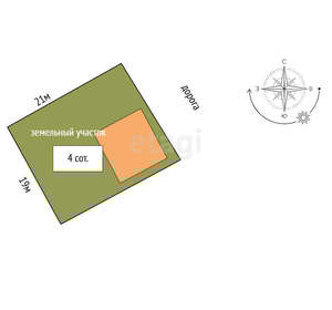 Дом 60м², 1-этажный, участок 4 сот.  