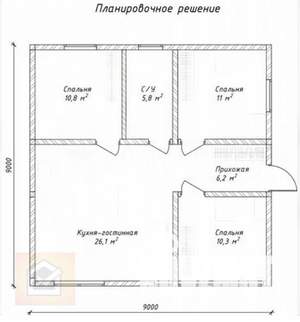 Дом 81м², 1-этажный, участок 4 сот.  
