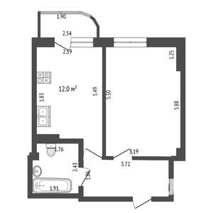 1-к квартира, на длительный срок, 45м2, 9/11 этаж
