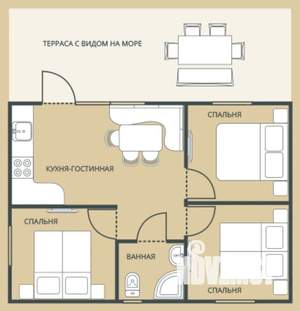 4-к квартира, посуточно, 63м2, 1/2 этаж