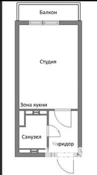 Студия квартира, на длительный срок, 27м2, 2/4 этаж