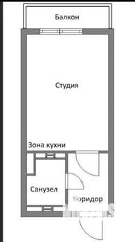 Студия квартира, на длительный срок, 27м2, 2/4 этаж