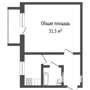 1-к квартира, на длительный срок, 31м2, 4/5 этаж