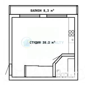 Студия квартира, на длительный срок, 47м2, 3/6 этаж