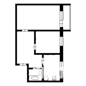 2-к квартира, на длительный срок, 43м2, 2/4 этаж