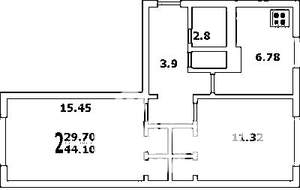 2-к квартира, на длительный срок, 44м2, 5/5 этаж