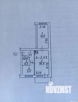 2-к квартира, вторичка, 47м2, 3/6 этаж
