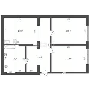 2-к квартира, вторичка, 71м2, 4/4 этаж