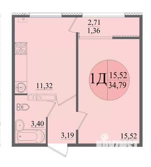 1-к квартира, вторичка, 35м2, 12/12 этаж