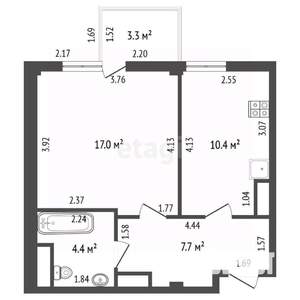 1-к квартира, вторичка, 40м2, 4/9 этаж