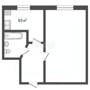 1-к квартира, вторичка, 29м2, 1/5 этаж