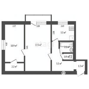 2-к квартира, вторичка, 46м2, 5/5 этаж