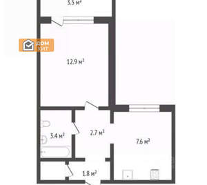 1-к квартира, вторичка, 33м2, 4/9 этаж