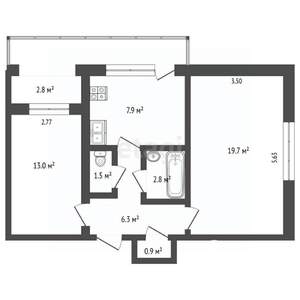 2-к квартира, вторичка, 55м2, 4/5 этаж