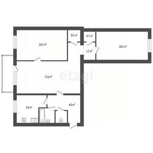 3-к квартира, вторичка, 54м2, 3/5 этаж