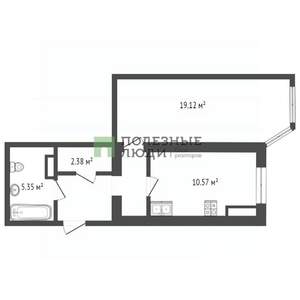 1-к квартира, вторичка, 45м2, 4/16 этаж