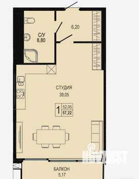 Студия квартира, вторичка, 58м2, 4/7 этаж