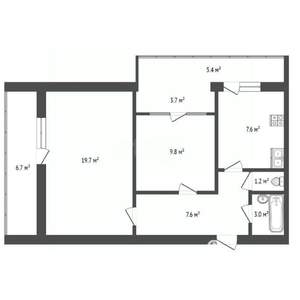 2-к квартира, вторичка, 57м2, 4/5 этаж