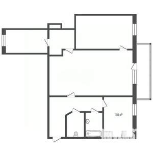3-к квартира, вторичка, 59м2, 2/5 этаж