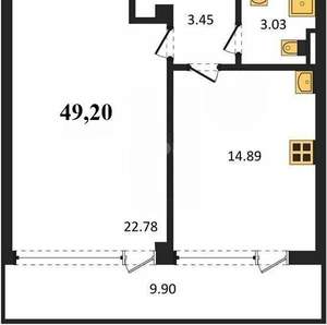 1-к квартира, вторичка, 49м2, 5/10 этаж