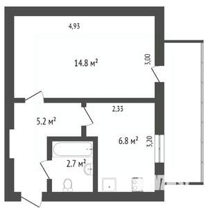 1-к квартира, вторичка, 31м2, 1/5 этаж