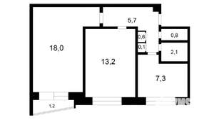 2-к квартира, вторичка, 49м2, 4/12 этаж