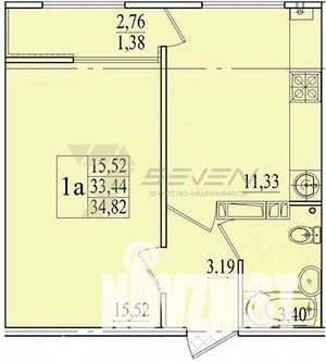 1-к квартира, вторичка, 35м2, 6/12 этаж