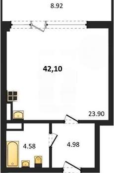 Студия квартира, вторичка, 42м2, 3/5 этаж