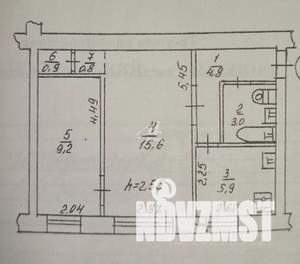 2-к квартира, вторичка, 40м2, 1/5 этаж