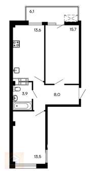 2-к квартира, вторичка, 61м2, 3/8 этаж