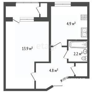 1-к квартира, вторичка, 30м2, 5/5 этаж