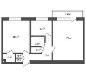 2-к квартира, вторичка, 45м2, 2/5 этаж
