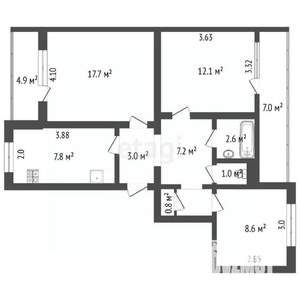 3-к квартира, вторичка, 73м2, 5/9 этаж