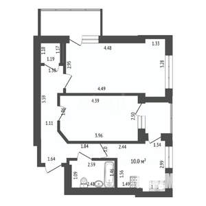 2-к квартира, вторичка, 52м2, 1/5 этаж