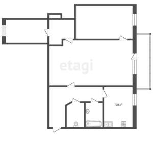 3-к квартира, вторичка, 59м2, 2/5 этаж