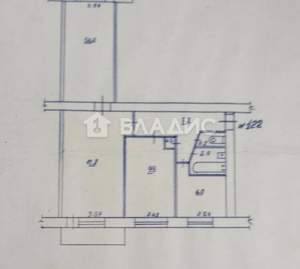 3-к квартира, вторичка, 59м2, 4/5 этаж