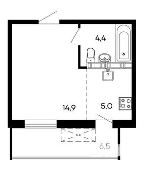 Студия квартира, вторичка, 31м2, 6/9 этаж