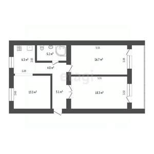 3-к квартира, вторичка, 68м2, 2/2 этаж