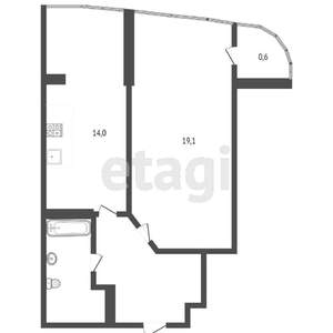 1-к квартира, вторичка, 46м2, 6/17 этаж