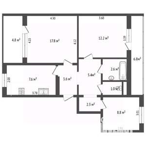 3-к квартира, вторичка, 63м2, 4/5 этаж