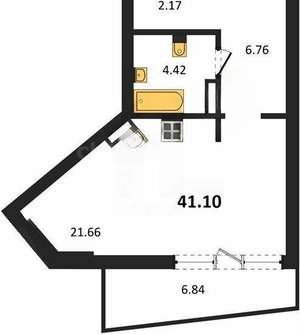 Студия квартира, вторичка, 41м2, 3/5 этаж